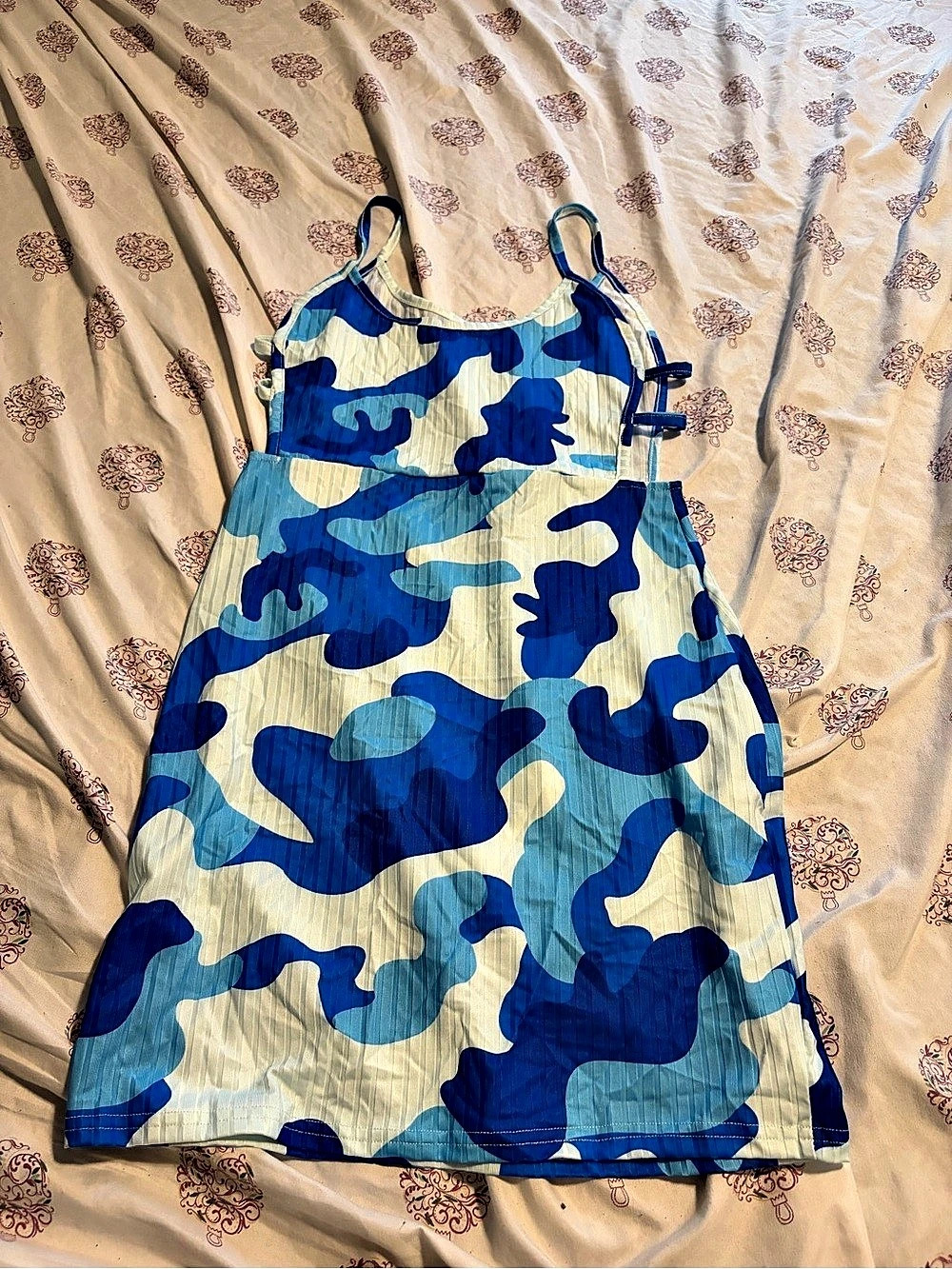 Camo Mini Dress in Blue & white